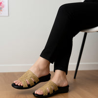 Ladies Leather Comfort Slipper ST-1003