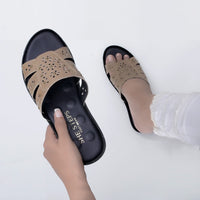 Ladies Leather Comfort Slipper ST-1003