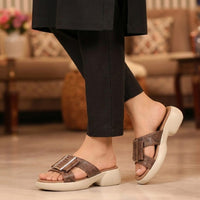 Bronze Buckle  Comfort Slipper for Women FT-1008