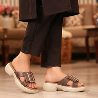 Bronze Buckle  Comfort Slipper for Women FT-1008