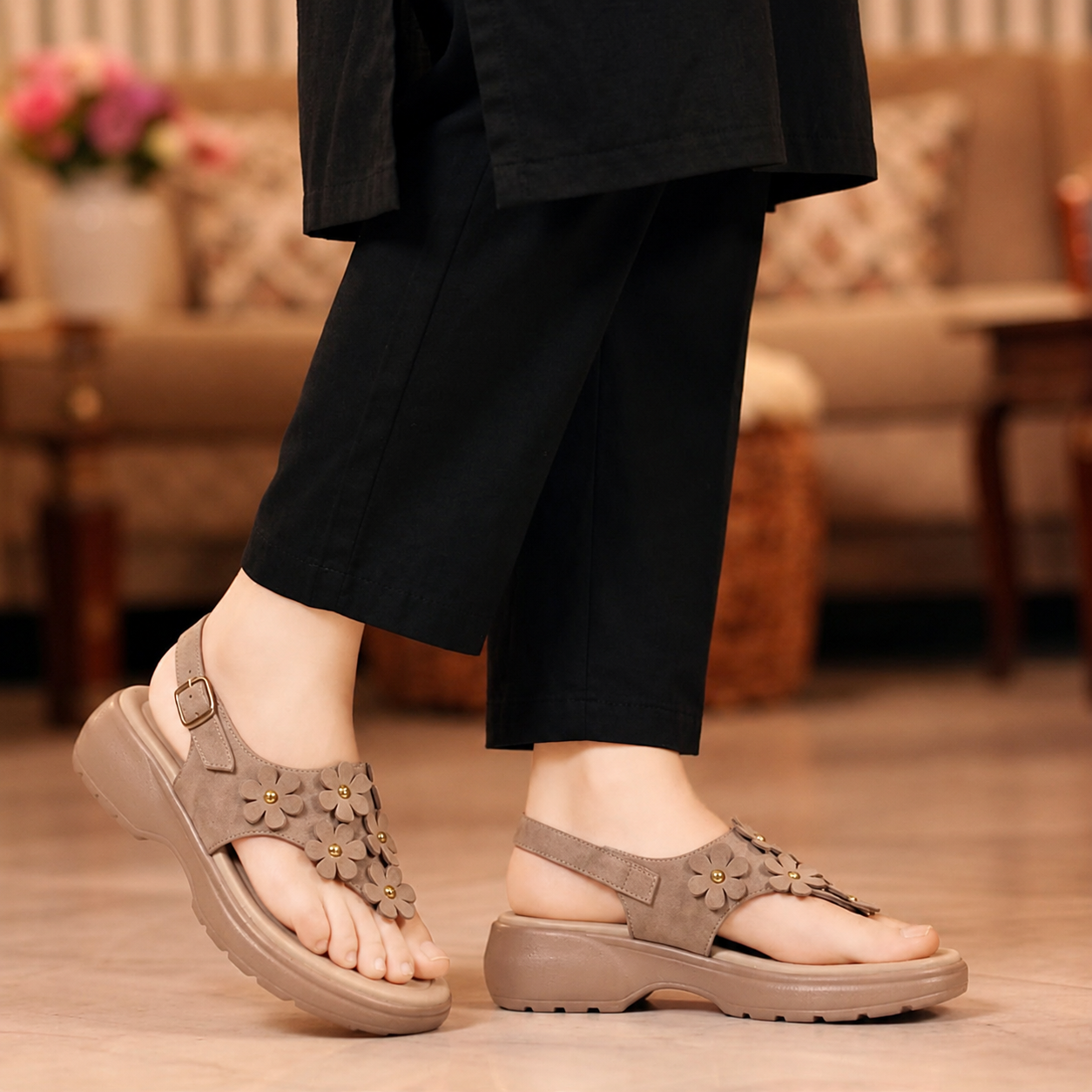 Floral T-Strap Comfortable Sandal For Women FT-5002